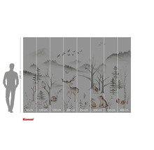 Fototapet med skogsdjursmotiv och storleksangivelser