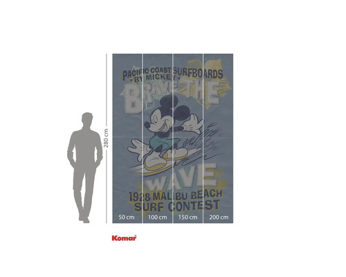 Fototapet med Mickey Mouse surfmotiv, storlek 200 x 280 cm
