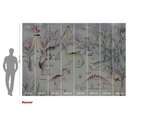 Fototapet med dinosauriemotiv och vulkanlandskap