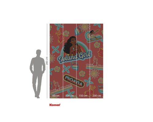 Fototapet med motiv från filmen Vaiana och storleksangivelser