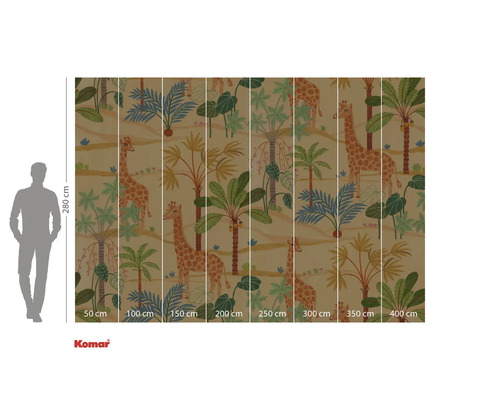 Tapet med giraff- och växtmotiv för väggdekoration