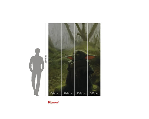Fototapet med Star Wars Baby Yoda motiv och storleksangivelser