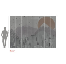 Fototapet med skogs-, bergs- och solmotiv, 280 x 400 cm