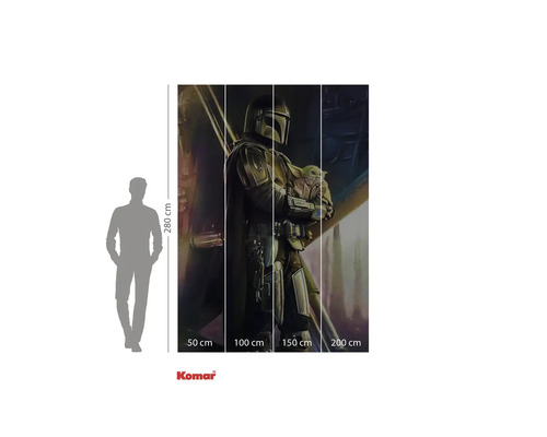 Komar fototapet Star Wars The Mandalorian och Baby Yoda, 280 cm hög, visar en scen från serien.