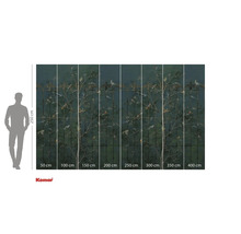 Fototapet med fågel- och växtmotiv och storleksangivelser