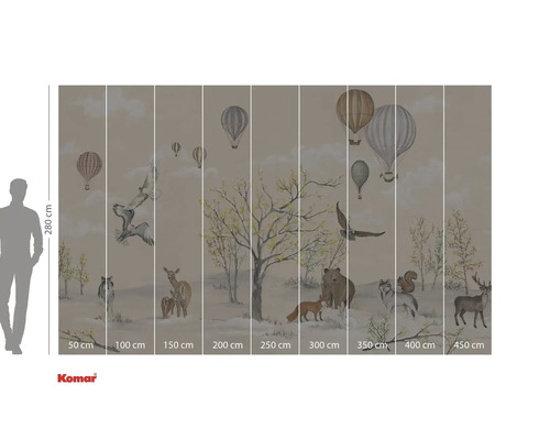 Fototapet med skogsdjur och luftballonger