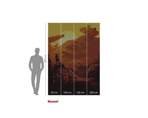 Fototapet med ökenlandskap, person och rymdskepp