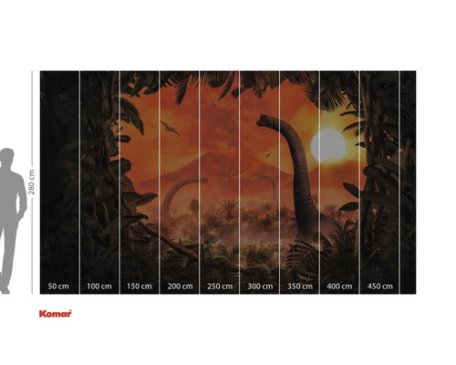 Fototapet med dinosauriemotiv och djungel