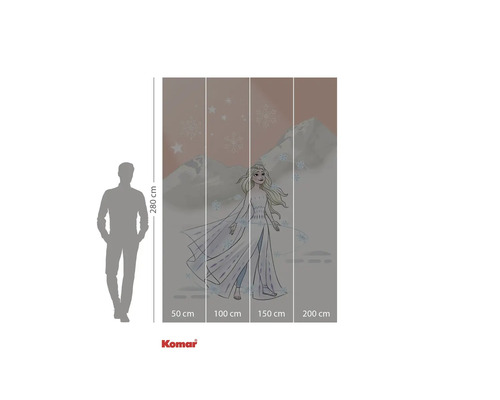 Komar väggmålning med ett motiv av isdrottningen Elsa, bestående av fyra delar, med en höjd av 280 centimeter.