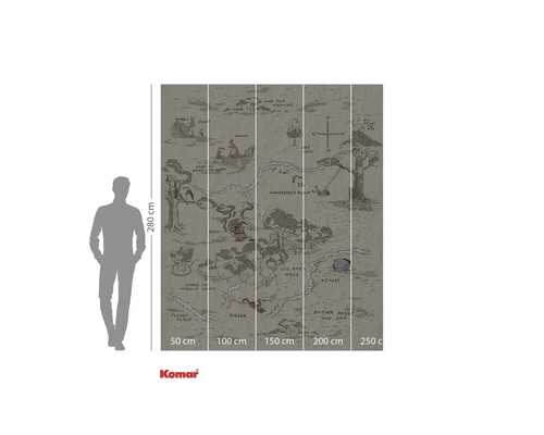 Komar Nalle Puh väggmålning med en karta över Sjumilaskogen