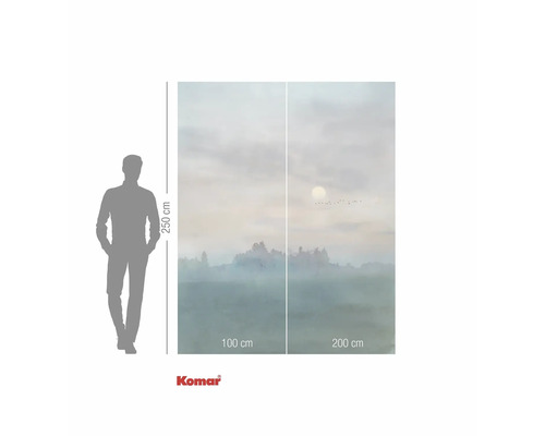 Komar fototapet med landskapsmotiv och storleksangivelser