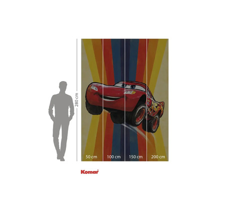 Komar väggmålning Bilar Lightning McQueen, cirka 280 cm hög och 200 cm bred