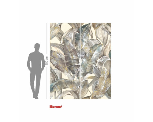 Komar fototapet med tropiskt bladmönster, 250 cm hög och 200 cm bred