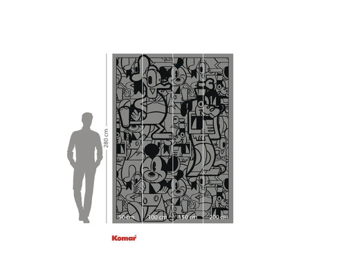 Fototapet med serietidningsmotiv av Musse Pigg, Kalle Anka och Långben