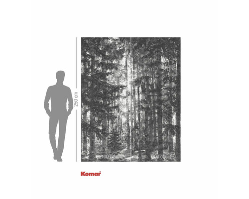 Fototapet med skogsmotiv och måttangivelser