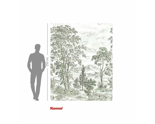 Fototapet skogslandskap med storleksangivelse och Komar-logotyp