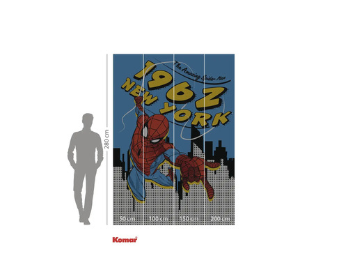 Komar Spiderman fototapet med Spiderman-motiv och skyline