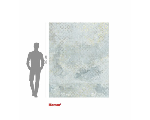 Komar fototapet med geometriskt mönster och storleksangivelser.