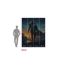 Fyrdelad fototapet med Mandalorian-motiv och storleksangivelser