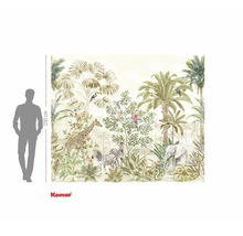 Komar fototapet med djungelmotiv med giraff, zebra och elefant