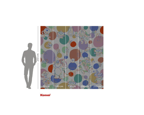 Komar fototapet med Toy Story-motiv och färgade prickar