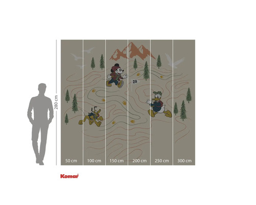 Fototapet med Disneyfigurerna Musse Pigg, Kalle Anka och Pluto på en vandringskarta