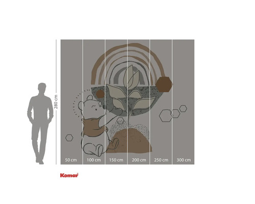 Komar fototapet med Nalle Puh och abstrakta former, 280 cm hög