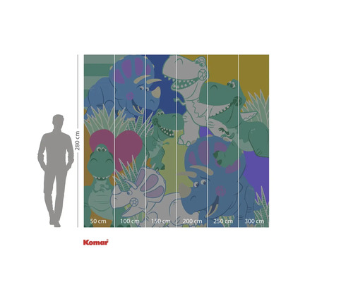 Fototapet med dinosauriemotiv och storleksinformation