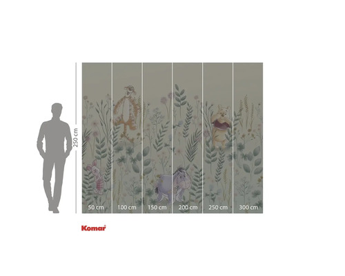 Komar fototapet med Nalle Puh, Tiger, Nasse och Ior motiv, höjd 250 cm och bredd 300 cm