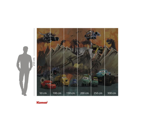 Fototapet med Cars- och dinosauriemotiv för barnrum