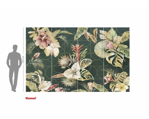 Komar fototapet med växtmotiv och storleksinformation