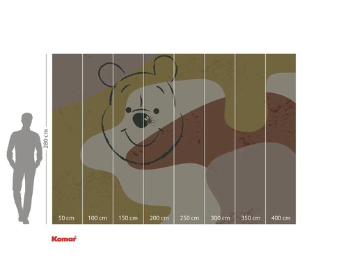 Komar fototapet med Winnie the Pooh-motiv och storleksangivelser.