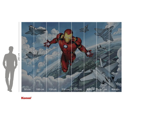 Komar fototapet med Iron Man och flygplan, mått 280 cm x 400 cm