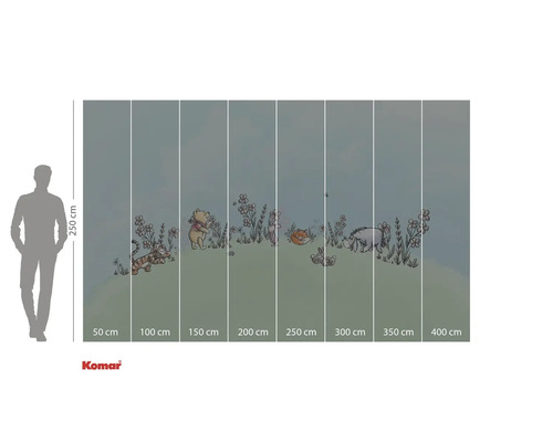 Komar Nalle Puh fototapet med skogsdjursmotiv, 250 x 400 centimeter