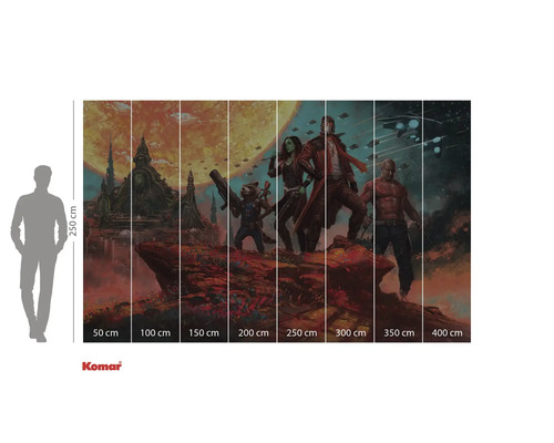 Fototapet med motiv från Guardians of the Galaxy och storleksinformation