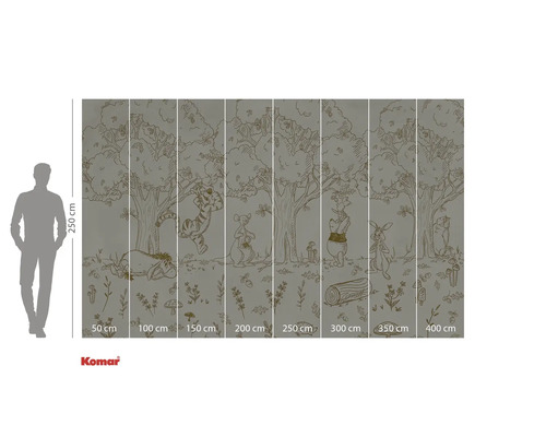 Väggmålning med Nalle Puh och hans vänner i skogen