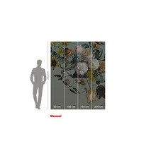 Fototapet med blommönster, bestående av fyra delar, för väggdekoration