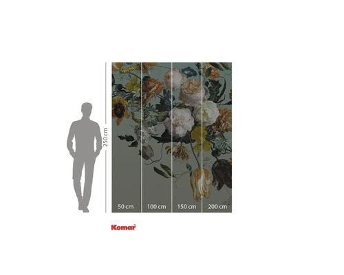 Fototapet med blommönster, bestående av fyra delar, för väggdekoration