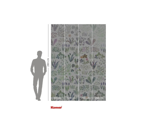 Fototapet med växtmönster och storleksangivelser