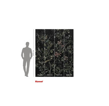 Fototapet med fågel- och blommotiv på mörk bakgrund, mått 250 x 200 cm