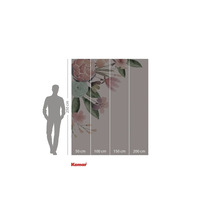 Komar fototapet med blommönster och storleksangivelser.