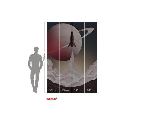 Fototapet med raketuppskjutning framför en planet