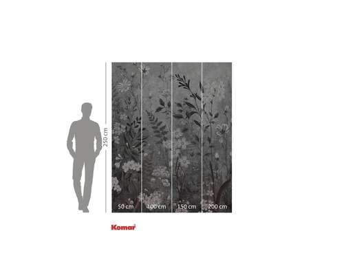 Komar fototapet med blommönster och storleksangivelser