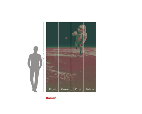 Komar rymdfototapet med astronaut och storleksinformation