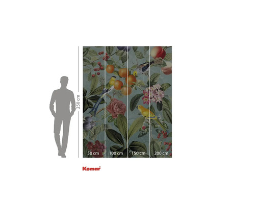 Fototapet med motiv av växter, blommor och fåglar