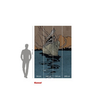 Fibertapet med skeppsmotiv, mått 280 cm höjd och 300 cm bredd