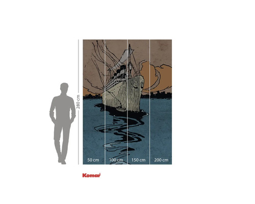 Fibertapet med skeppsmotiv, mått 280 cm höjd och 300 cm bredd