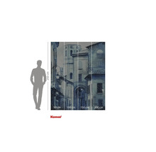 Flerdelad fototapet med stadsmotiv och höjdangivelse