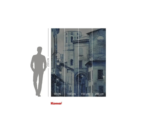 Flerdelad fototapet med stadsmotiv och höjdangivelse