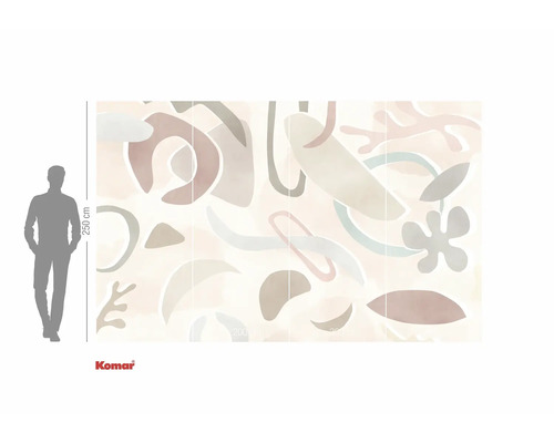 Fototapet med abstrakta former och Komar-logotypen